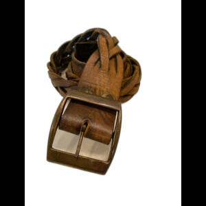 Vintage Leather Braided Belt Adjustable 36 inch Brown Distressed  Buckle Retro